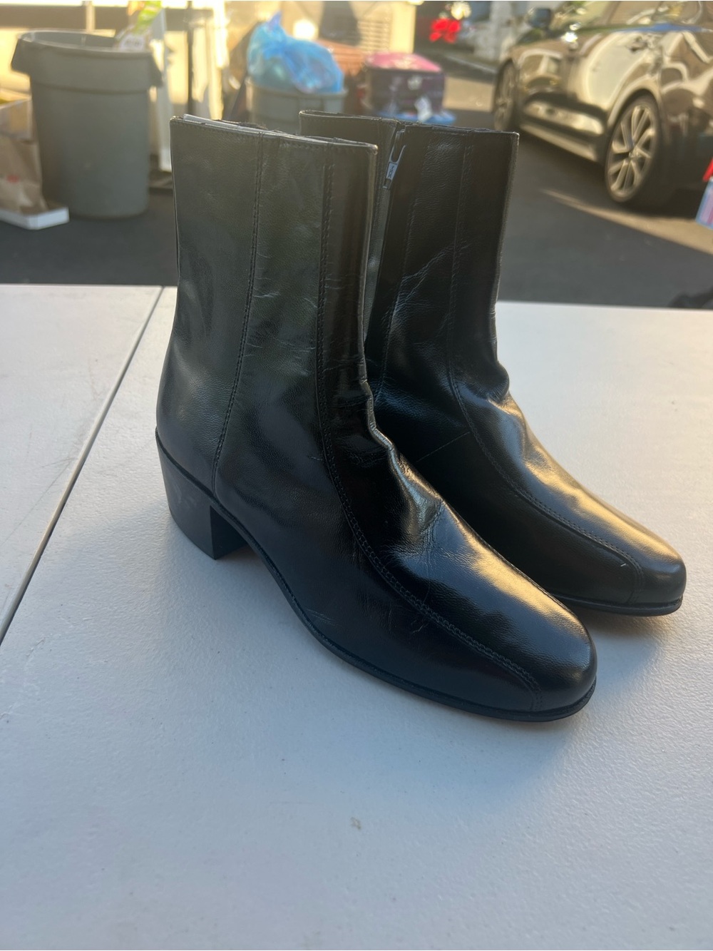 Mens Florsheim DUKE Side Zip Bike Toe Ankle Dress Boots 17087 01 Black 6D